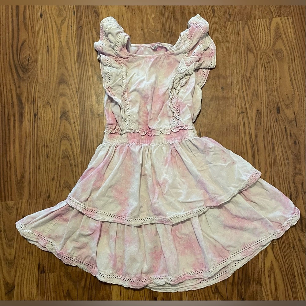 BB Dakota Steve Madden Light Pink Tie-Dye Ruffle Tiered Dress M